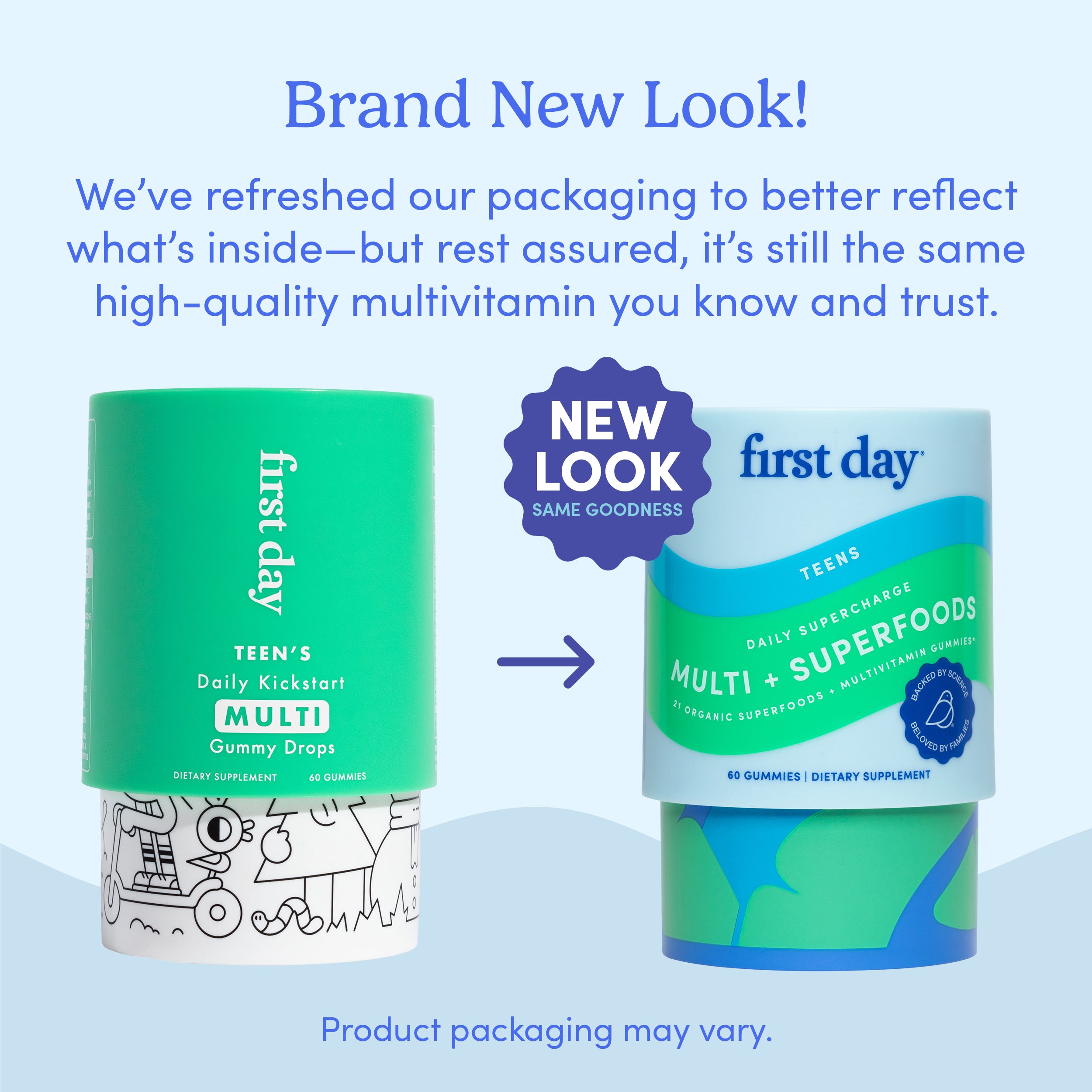 image of product packaging showing packaging has a new look
