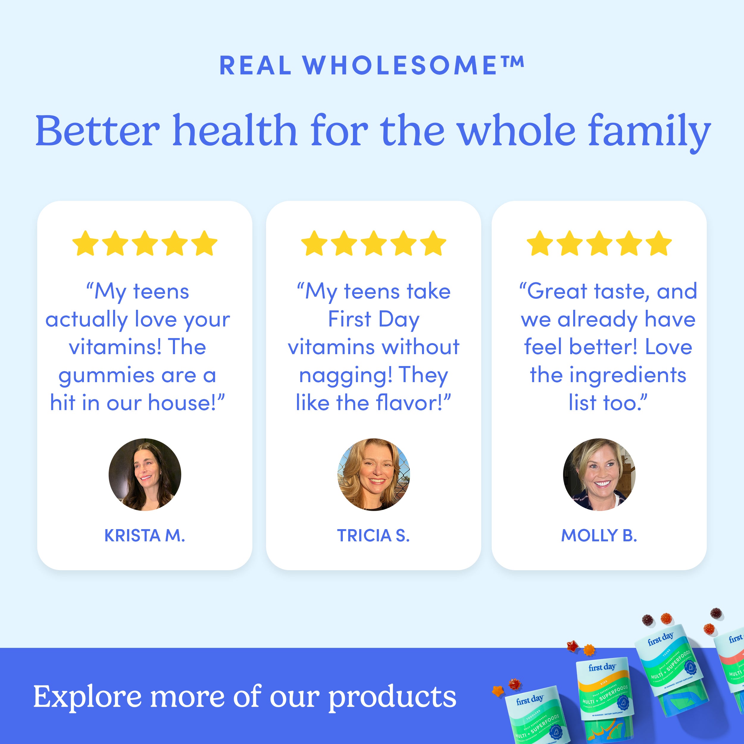 Better health for the whole family. pictures of happy customers