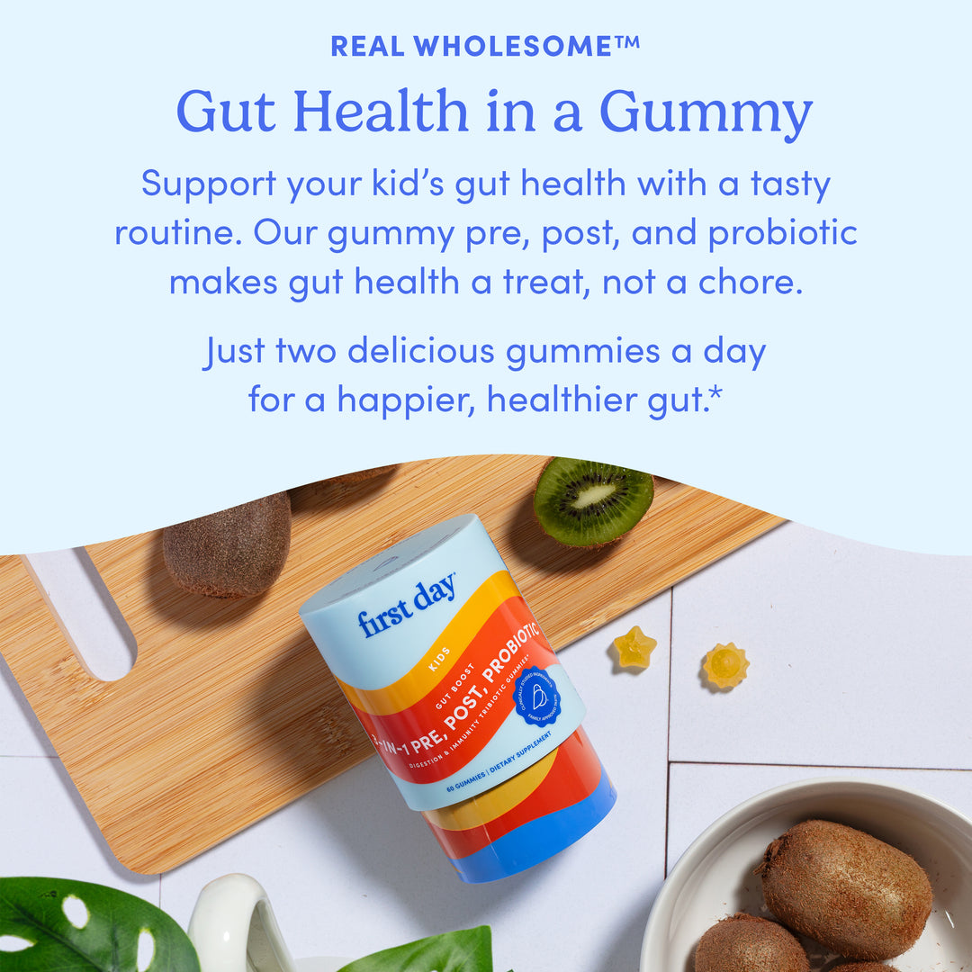support kids gut health with 2 gummies