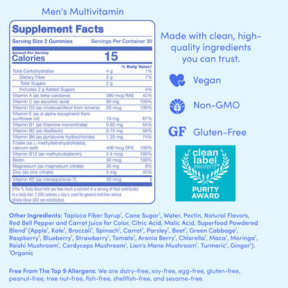 Supplement facts label with clean label project logo and product details.