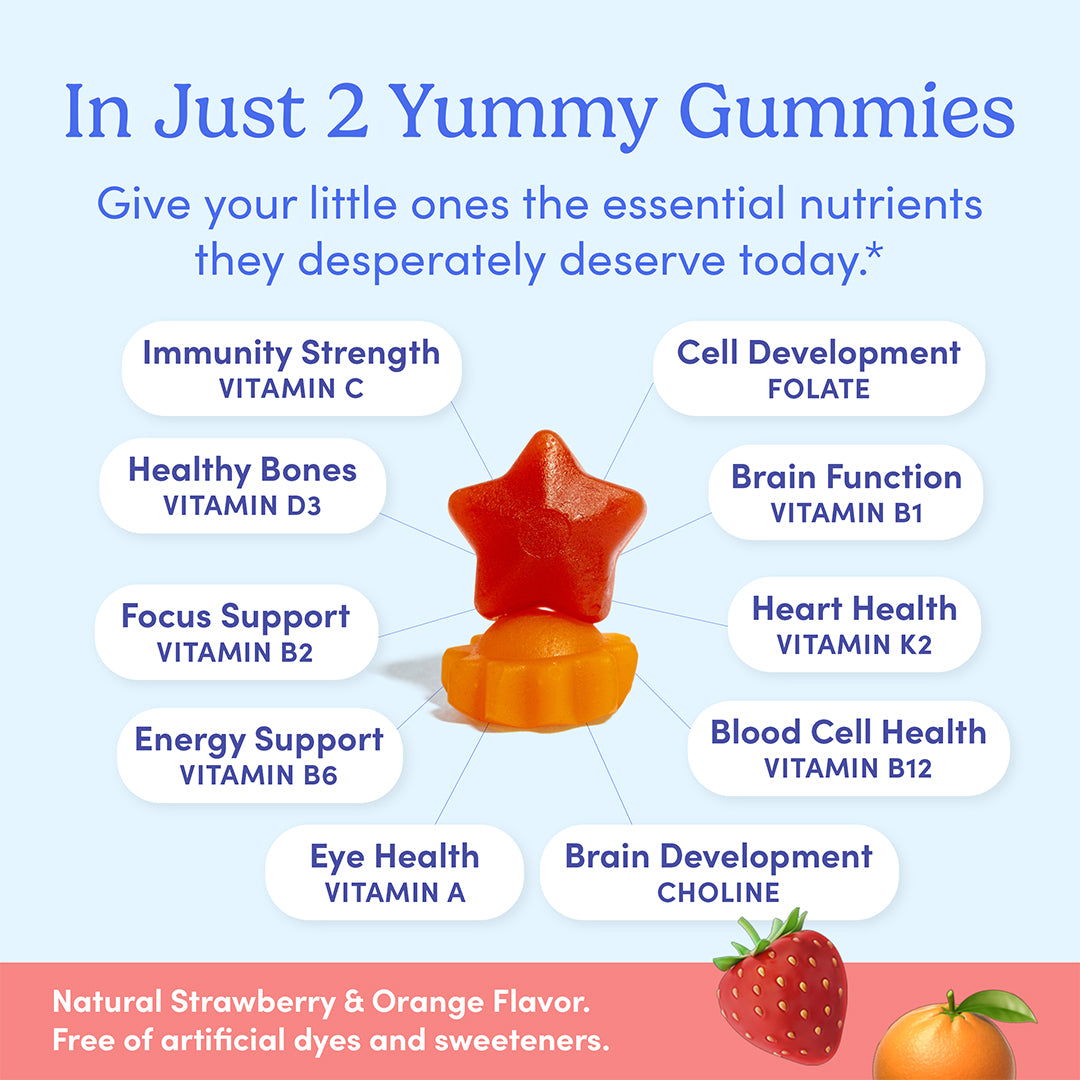 image showing strawberry and orange flavored gummies