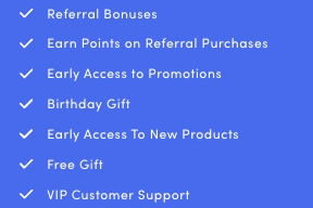 VIP program details on a blue background