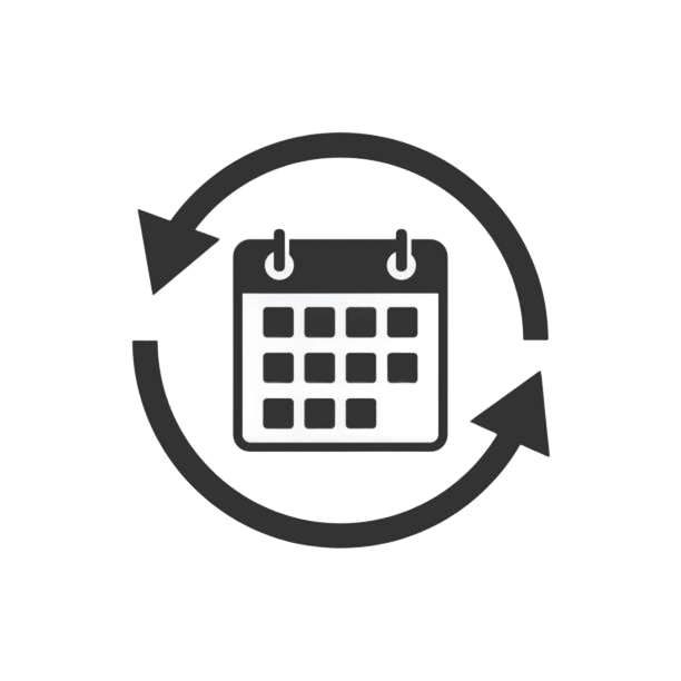 The Subscribe &amp; Save icon shows a black calendar with two circular arrows, symbolizing recurring events, on a light gray background.