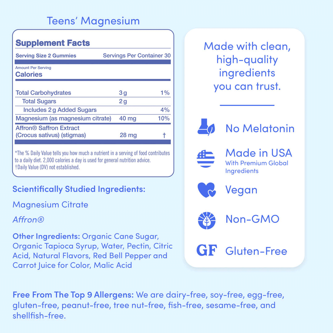 teens magnesium supplement facts